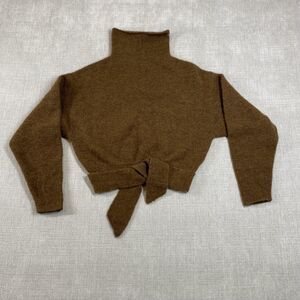 Wilfred Sweater Womens XS Brown Alpaca Wool Blend Turtleneck Tie Waist Pullover